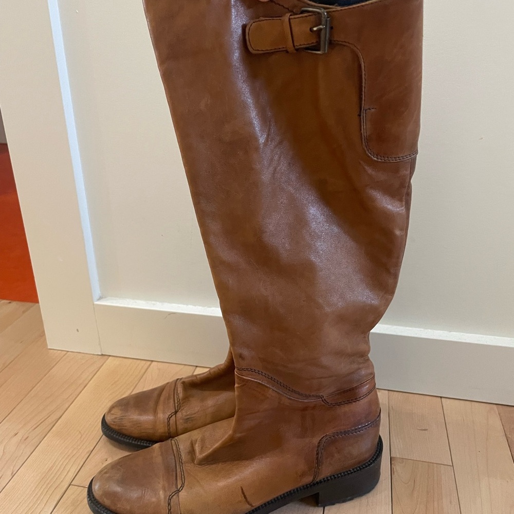 Brown Leather Knee-High Boots